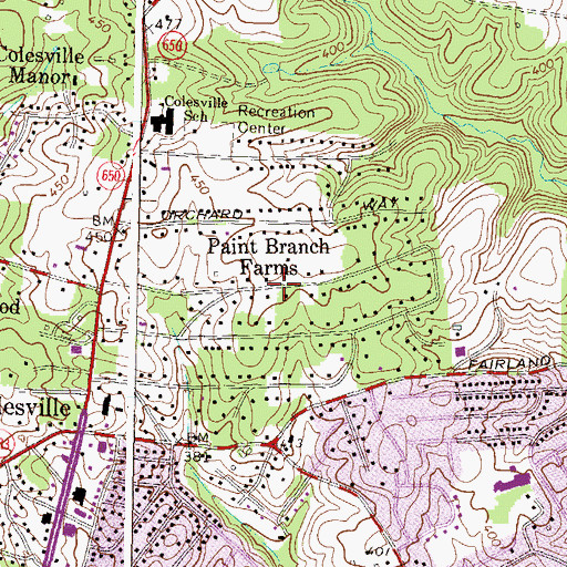 Topographic Map of Paint Branch Farms, MD