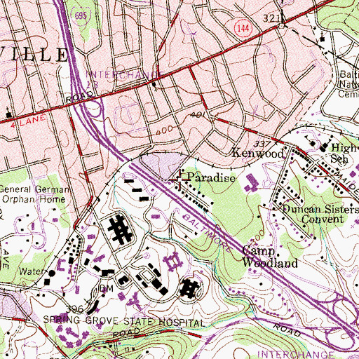 Topographic Map of Paradise, MD