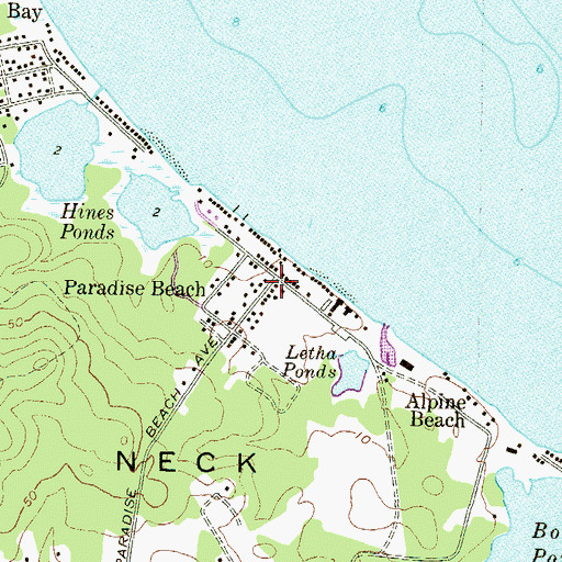 Topographic Map of Paradise Beach, MD
