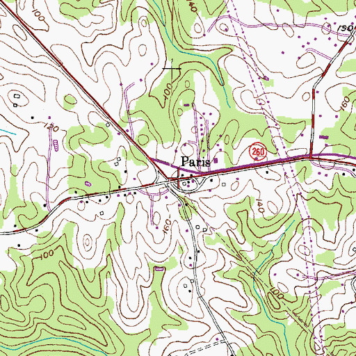 Topographic Map of Paris, MD