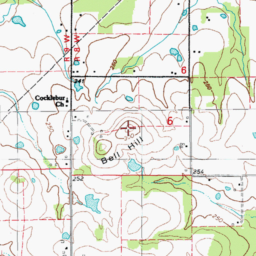 Topographic Map of Bell Hill, AR