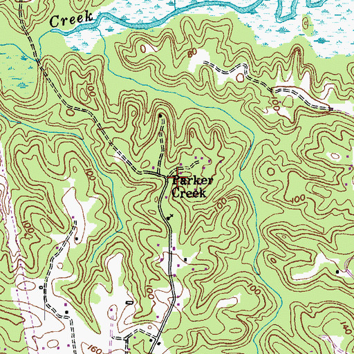 Topographic Map of Parkers Creek, MD