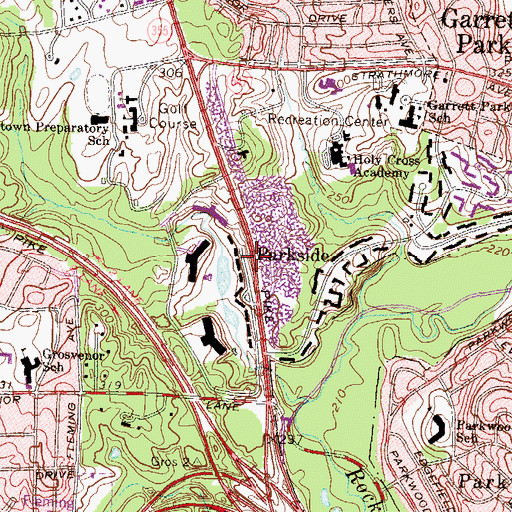 Topographic Map of Parkside, MD