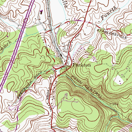 Topographic Map of Parkton, MD