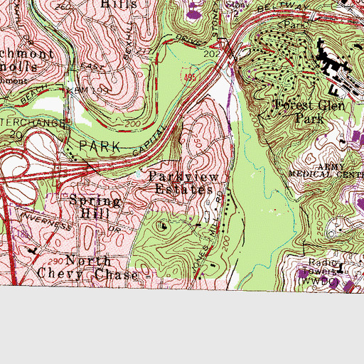Topographic Map of Parkview Estates, MD