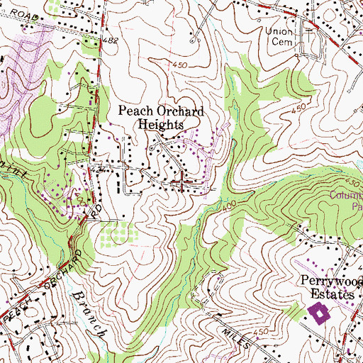 Topographic Map of Peach Orchard Heights, MD