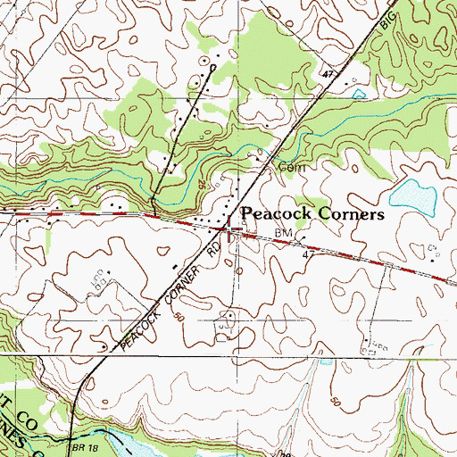 Topographic Map of Peacock Corners, MD