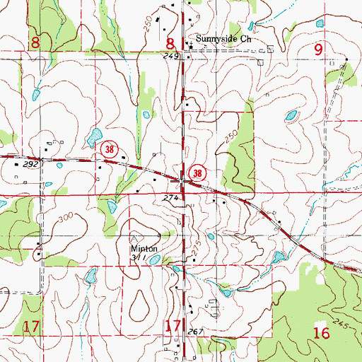 Topographic Map of Jacksons Store (historical), AR