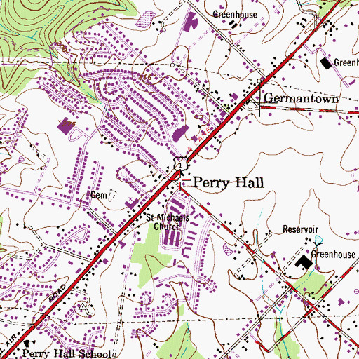 Topographic Map of Perry Hall, MD