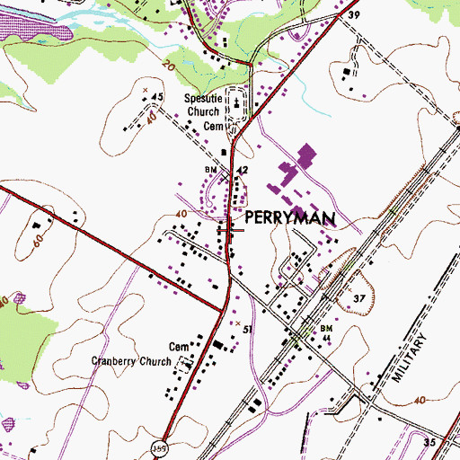 Topographic Map of Perryman, MD