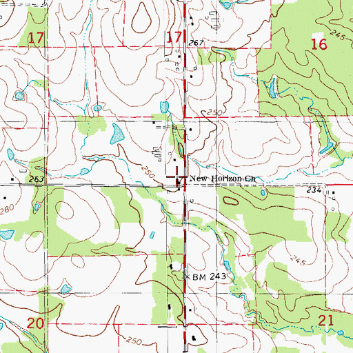 Topographic Map of New Horizon Church, AR