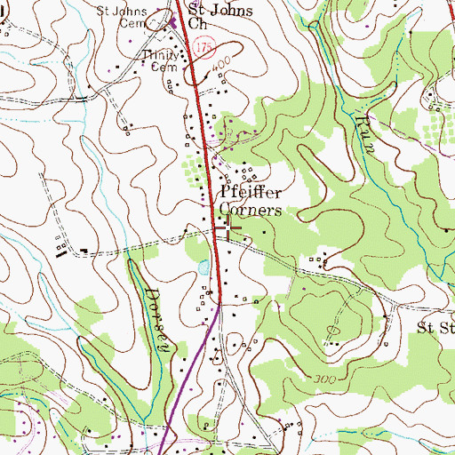 Topographic Map of Pfeiffer Corners, MD
