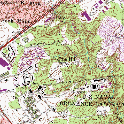 Topographic Map of Pine Hill, MD