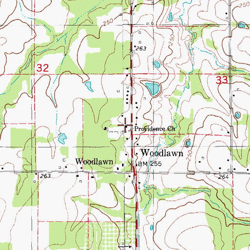 Topographic Map of Providence Church, AR