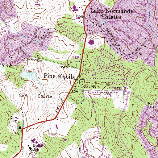 Topographic Map of Pine Knolls, MD