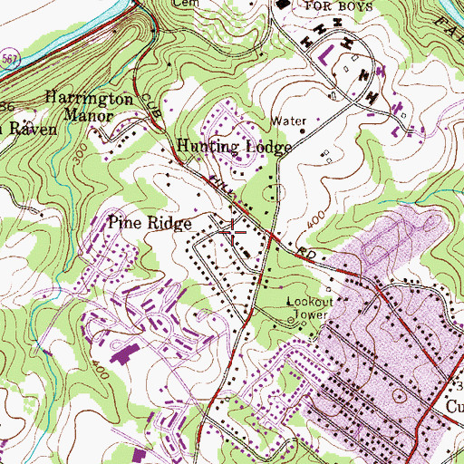 Topographic Map of Pine Ridge, MD