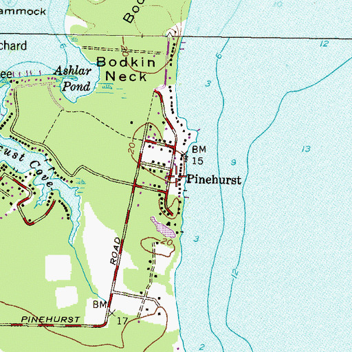 Topographic Map of Pinehurst, MD