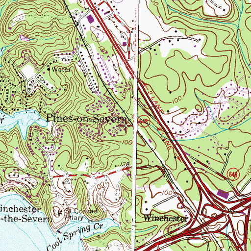 Topographic Map of Pines-on-Severn, MD