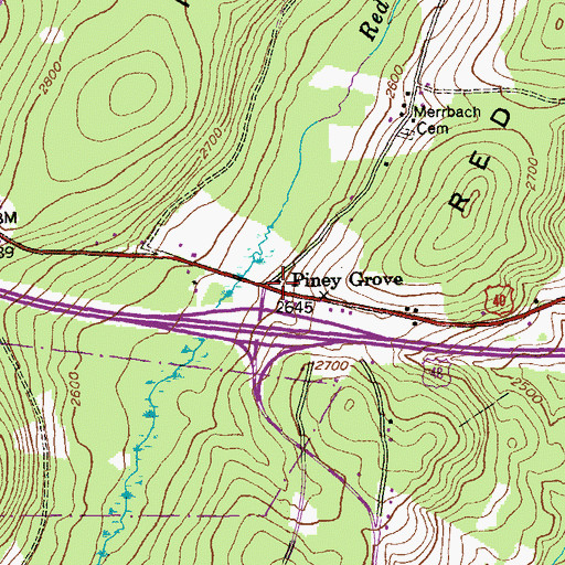 Topographic Map of Piney Grove, MD