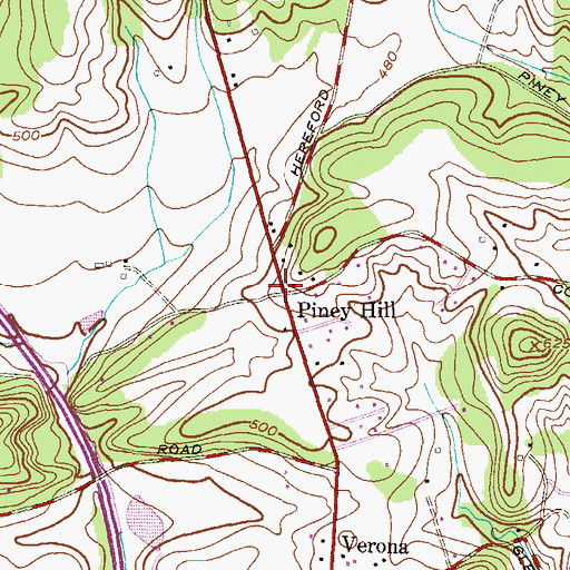 Topographic Map of Piney Hill, MD