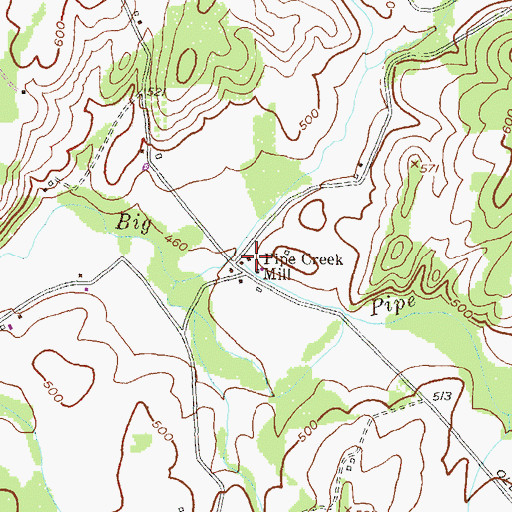 Topographic Map of Pipe Creek Mill, MD