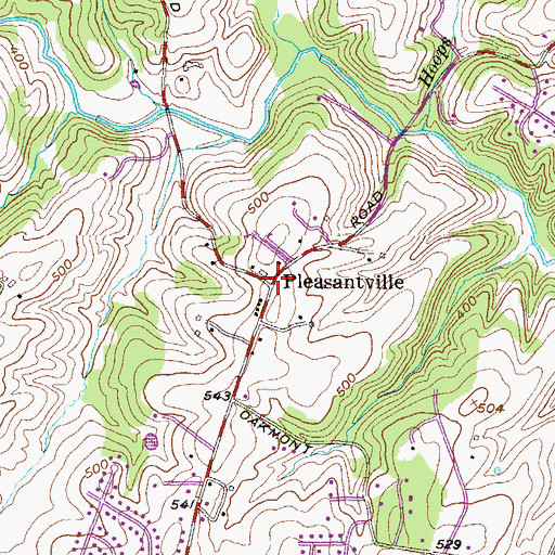 Topographic Map of Pleasantville, MD