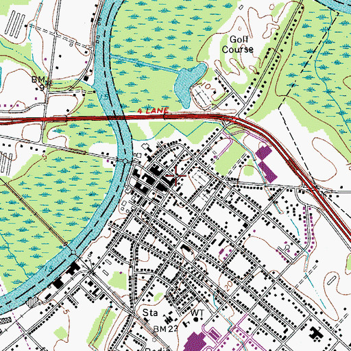 Topographic Map of Pocomoke City, MD