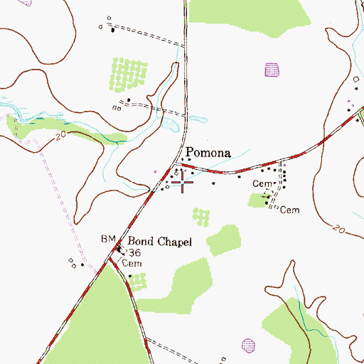 Topographic Map of Pomona, MD