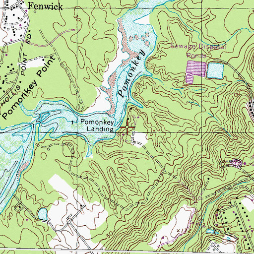 Topographic Map of Pomonkey Landing, MD