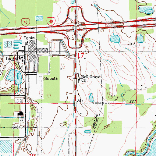 Topographic Map of Bell Grove Church, AR