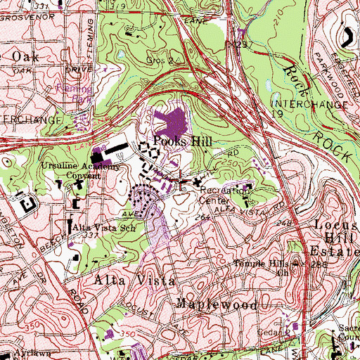 Topographic Map of Pooks Hill, MD
