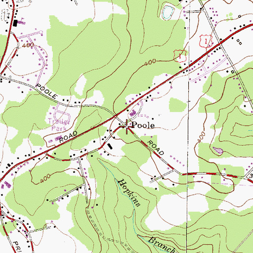 Topographic Map of Poole, MD