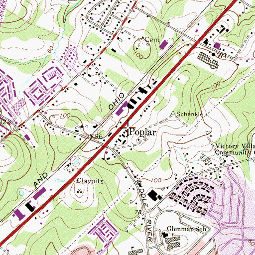 Topographic Map of Poplar, MD