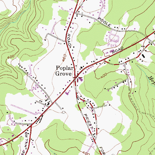 Topographic Map of Poplar Grove, MD