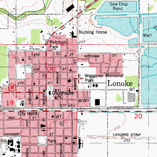 Topographic Map of Waggoner Memorial Park, AR