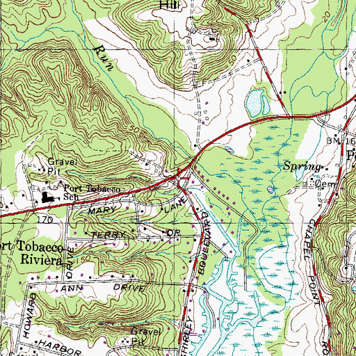 Topographic Map of Port Tobacco Riviera, MD