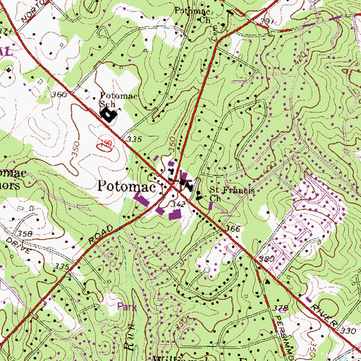 Topographic Map of Potomac, MD
