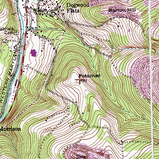 Topographic Map of Potomac Hill, MD