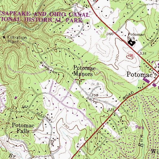 Topographic Map of Potomac Manors, MD
