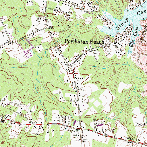 Topographic Map of Powhatan Beach, MD