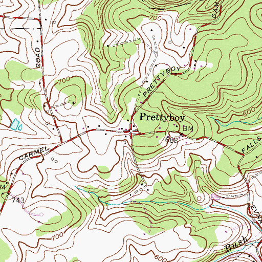 Topographic Map of Prettyboy, MD