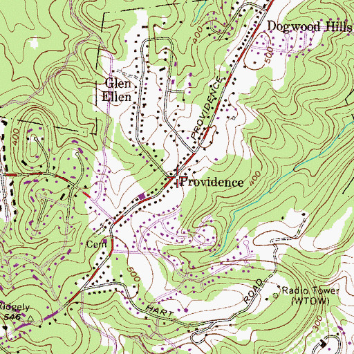 Topographic Map of Providence, MD