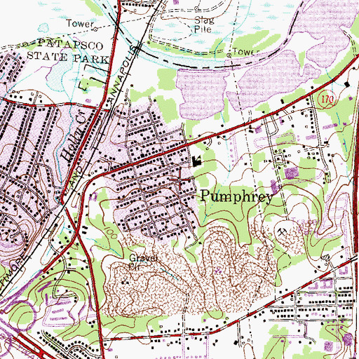 Topographic Map of Pumphrey, MD
