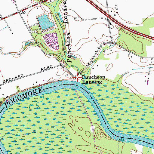 Topographic Map of Puncheon Landing, MD
