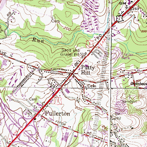 Topographic Map of Putty Hill, MD