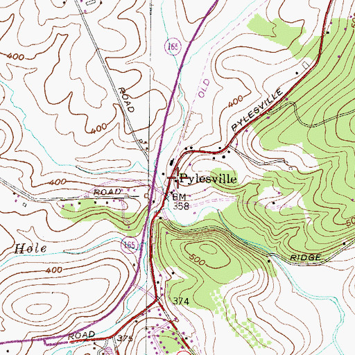 Topographic Map of Pylesville, MD