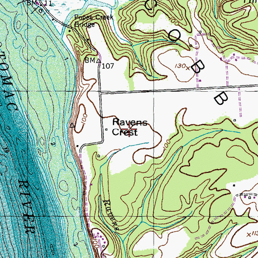 Topographic Map of Ravens Crest, MD