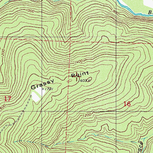 Topographic Map of Grassy Point, AR