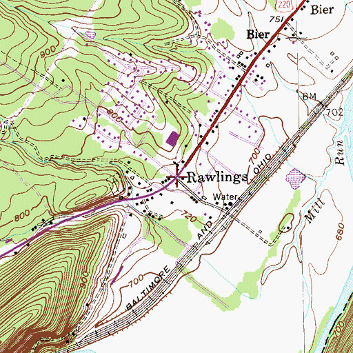 Topographic Map of Rawlings, MD