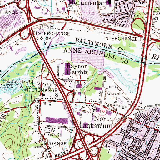 Topographic Map of Raynor Heights, MD